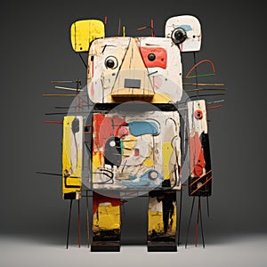 3d Abstract Sculpture: Bear Inspired By Basquiat, Picasso, Miro, And More