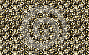 3d abstract seamless pattern gray, black and golden circles wallpaper. 3d mural art background decor