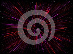 3D abstract space background with warp tunnel effect