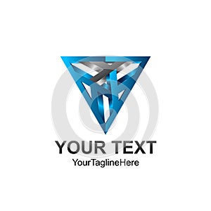 3d Abstract triangle vector logo concept illustration. Pyramid t