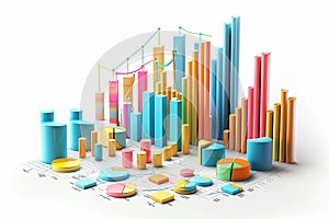 3D abstract vector illustration business graph analysis