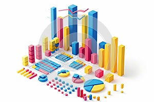 3D abstract vector illustration business graph analysis