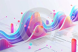 3D abstract vector illustration business graph analysis