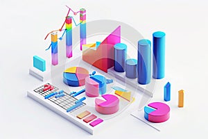 3D abstract vector illustration business graph analysis