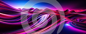 3D Abstract Wallpaper with Ascending Neon Lines in Pink and Blue