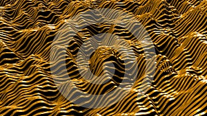 3D Abstract Wavy Golden Lines