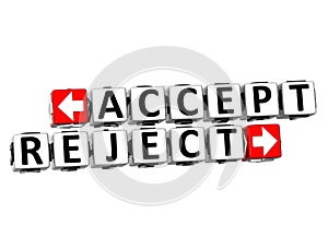 3D Accept Reject Button Click Here Block Text
