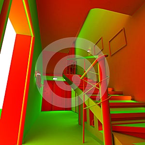 3D acid interior of apartment