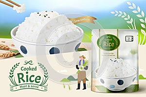 3d ad for freshly cooked white rice