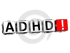 3D ADHD Button Click Here Block Text