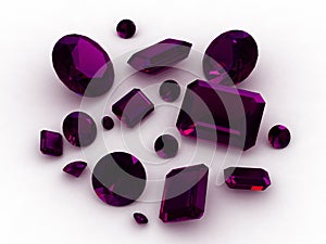 3D African amethyst gemstones