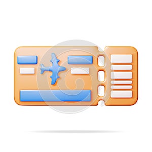 3d Airline Ticket or Boarding Pass Isolated