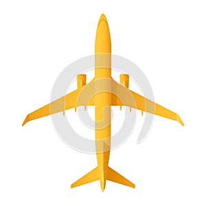 3D Airplane in top view and yellow color