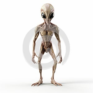 3d Alien Humanoid Standing On White Background