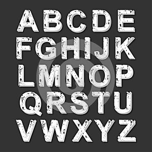 3D alphabet grunge font style