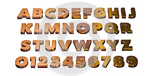 3D Alphabet and Numbers Made of Gold