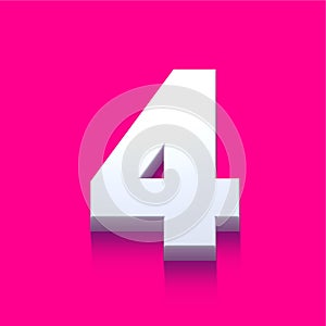 3d alphabet, set of golden numbers and symbol on pink background, 3d rendering, number four