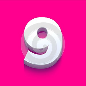 3d alphabet, set of golden numbers and symbol on pink background, 3d rendering, number nine