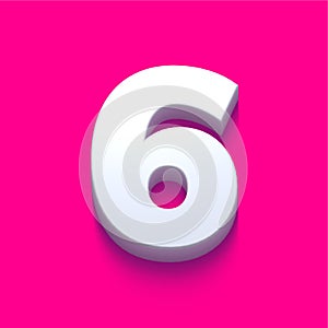 3d alphabet, set of golden numbers and symbol on pink background, 3d rendering, number six