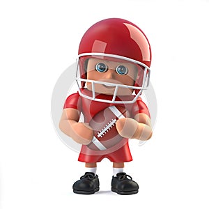 3d American footballer holds the ball