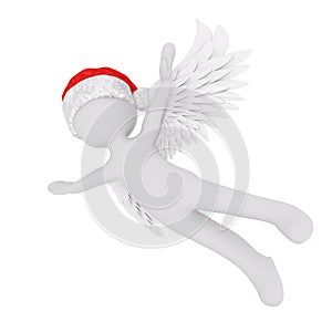 3d angel with wings flying through the air