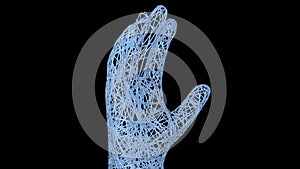 3D animated hands construction using 3D animated splines.