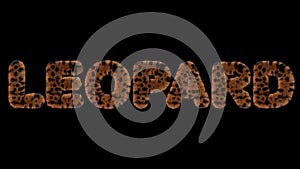 3d animated text spelling Leopard, made of fury  leopard letters