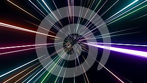 3d animation of abstract background with ascending colorful neon glowing lines