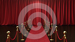 3D animation with alpha chanel, open and close luxure red silk, curtain decoration design. Red Stage Curtain for theater