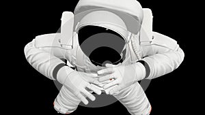 3D animation of astronaut in spacesuit in space weightlessness.