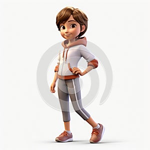 3d Animation Of Cartoon Girl: Anna - Short Hair, Full Body