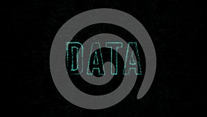 3D animation data digital code with `Data` text