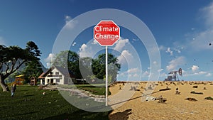 3D animation of environmental choice for climate change, tilt