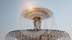 3d animation of fountain close up backlighting