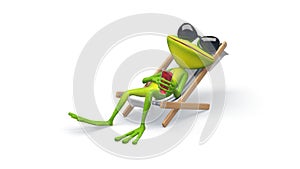 3D Animation of a Frog in a Deckchair with Alpha Channel