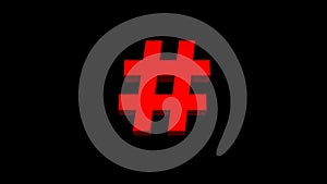 3d animation of the hashtag rotation on a transparent background. The sharp, octothorpe, number symbol.