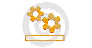 3D animation icon. Icon with download information. Firmware update. Loading, gear rotation mechanism.