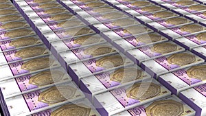 3D Animation of Macedonia 100 Denari Banknotes Money Stack on White Background