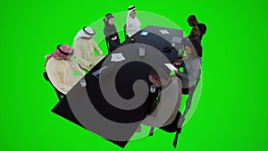 3D animation of the meeting of Arabs and Africans, teachers talking to each other while sitting arou