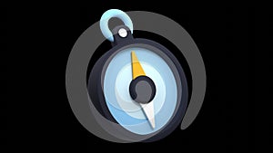3D animation of navigational compass. Compass 3d render icon. Navigation compass icon. Seamless and looped animation. Transparent