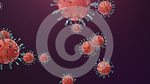 3D animation outbreak COVID-19 concept, digital virus under the microscope. Spread of virus within the human. Hepatitis