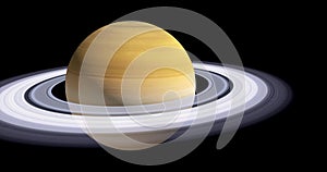 A 3D animation of planet Saturn, which is the sixth planet from the Sun