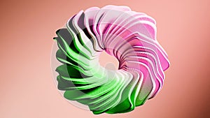 3d animation render of Abstract ring rotating. Smooth hypnotic pattern. Infinite seamless loop. Ring rotation light