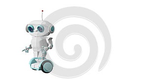 3D Animation Robot on Scooter Represents with Alpha Channel