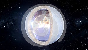 3d animation of rotating Lucy as a Diamond white dwarf star