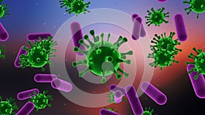 3D animation virus & bacteria