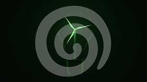 3d animation of a wind turbine inside a light bulb
