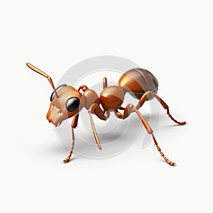 3d Ant Cartoon Icon In Smooth Clay Material On White Background