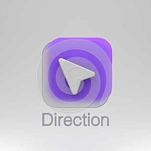 3D App direction icon Glassmorphism-themed illustration rendering, perfect for mobile apps