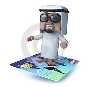 3d Arab sheik flies on a credit card